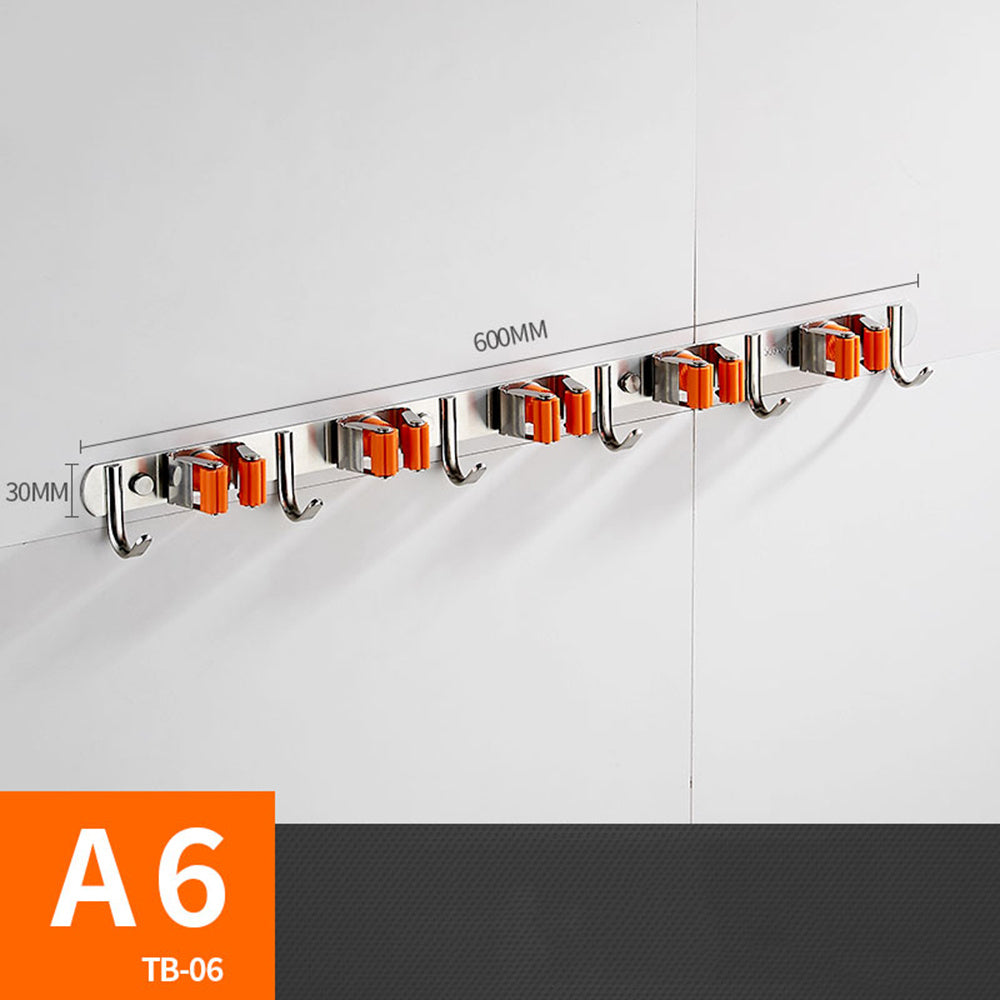 Wall Mount Mop Holder - Stainless Steel Organizer