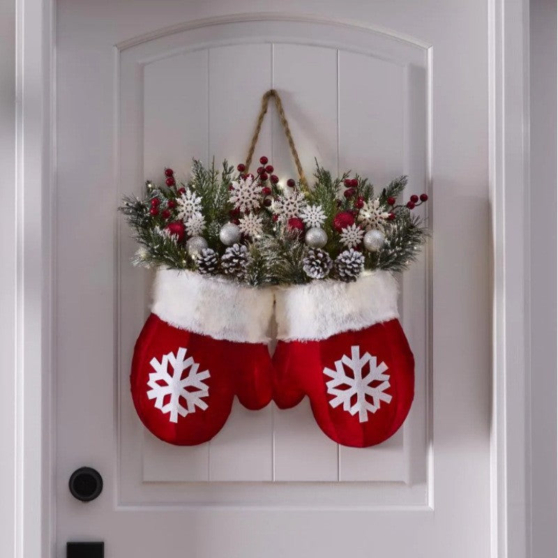 Christmas Garland Glove Wreath - Festive Door Decoration | MTHWorld Living