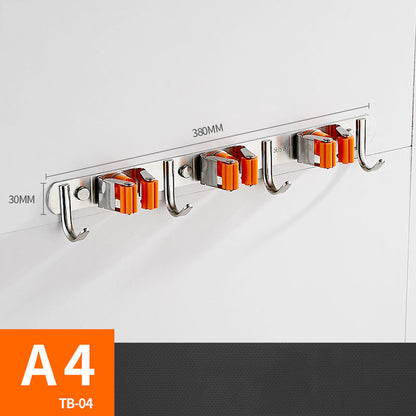 Wall Mount Mop Holder - Stainless Steel Organizer