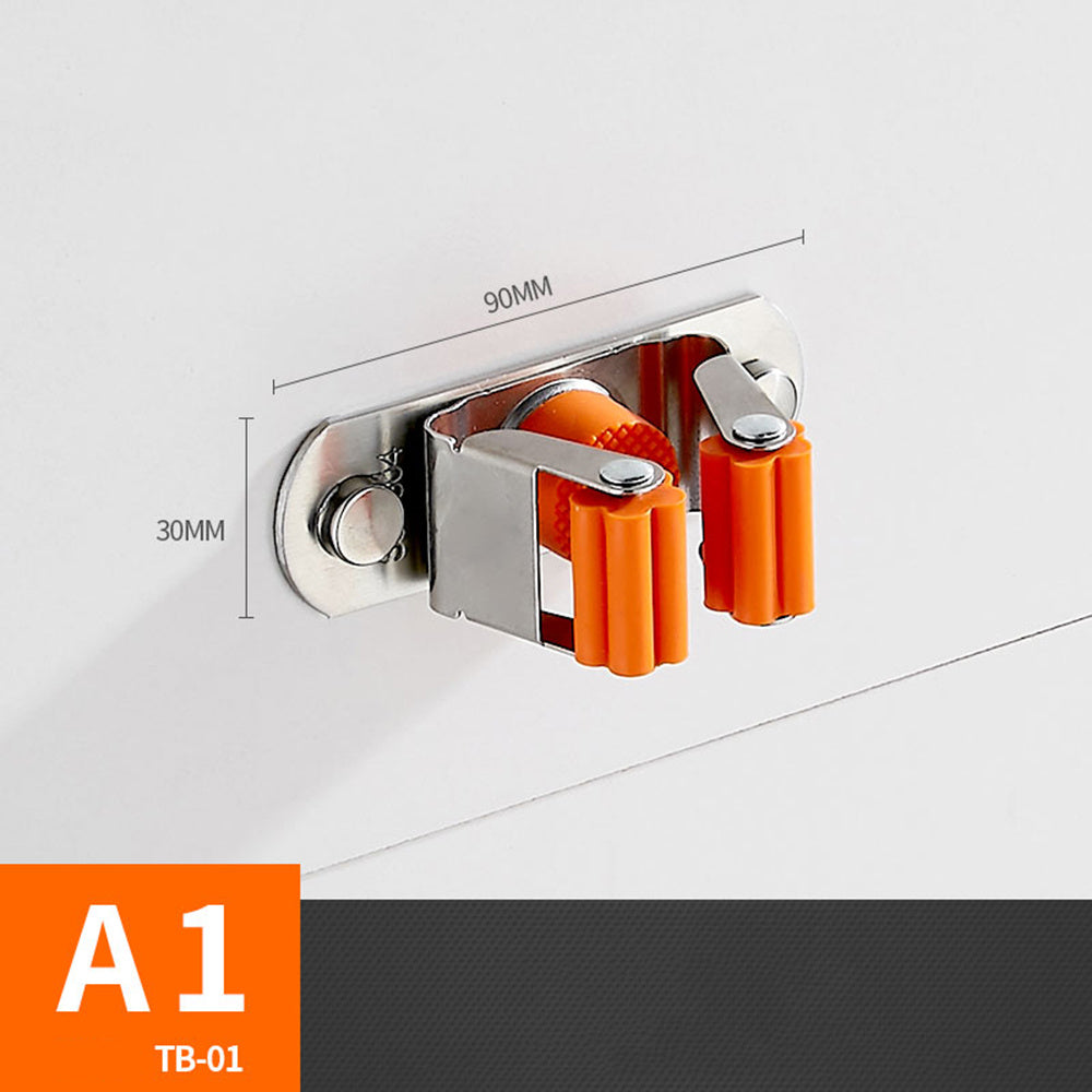 Wall Mount Mop Holder - Stainless Steel Organizer