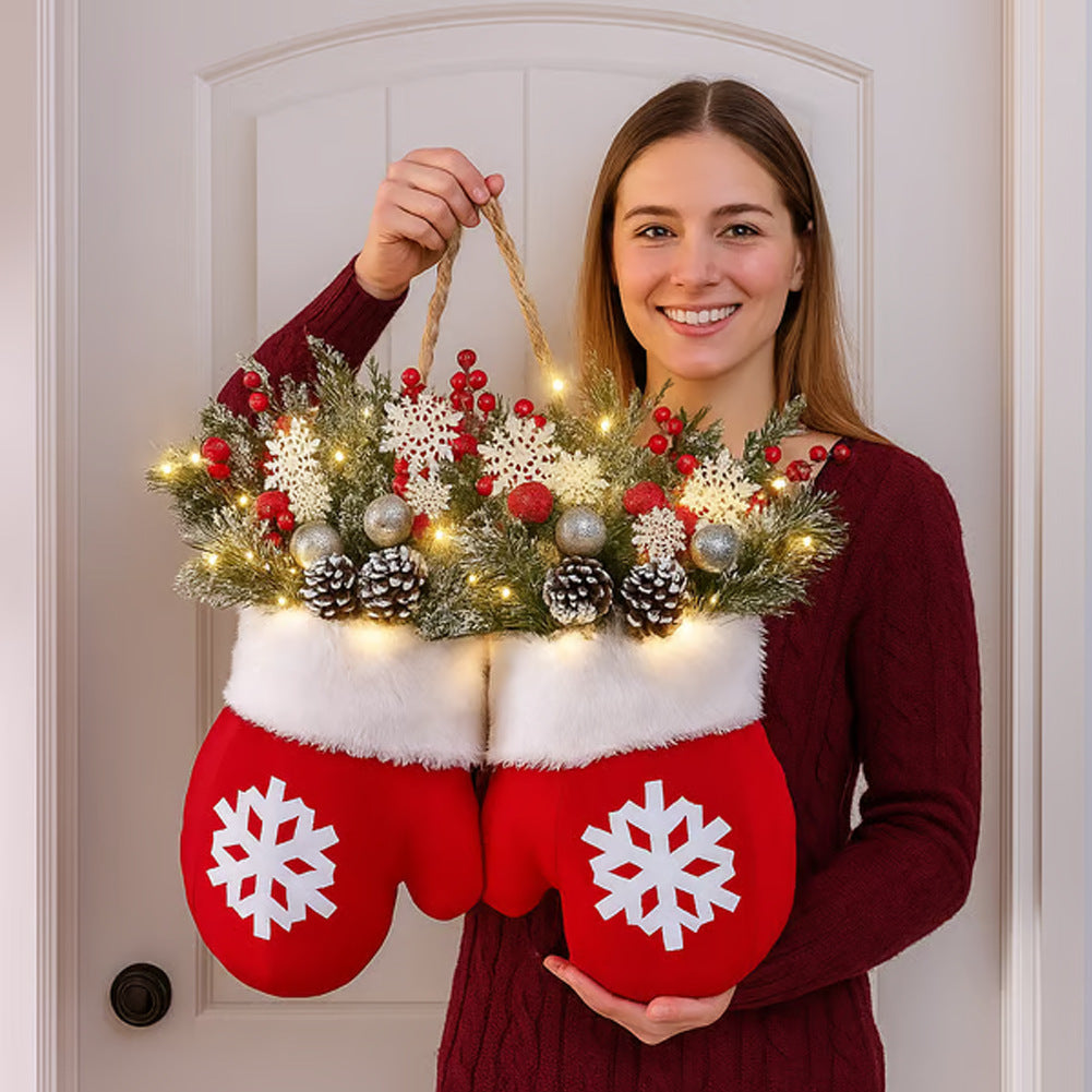 Christmas Garland Glove Wreath - Festive Door Decoration | MTHWorld Living