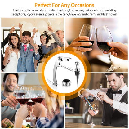 3-Piece Wine Corkscrew Set - Complete Bottle Opener Kit