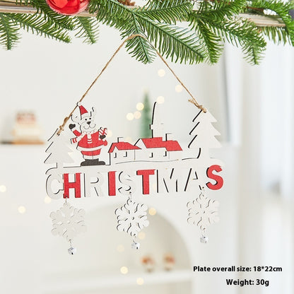 Wooden Christmas Tree Ornaments - English Letter Cards Holiday Decor