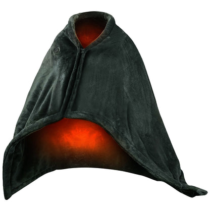 USB Heated Blanket Poncho - 59x31in Electric Shawl with Zipper