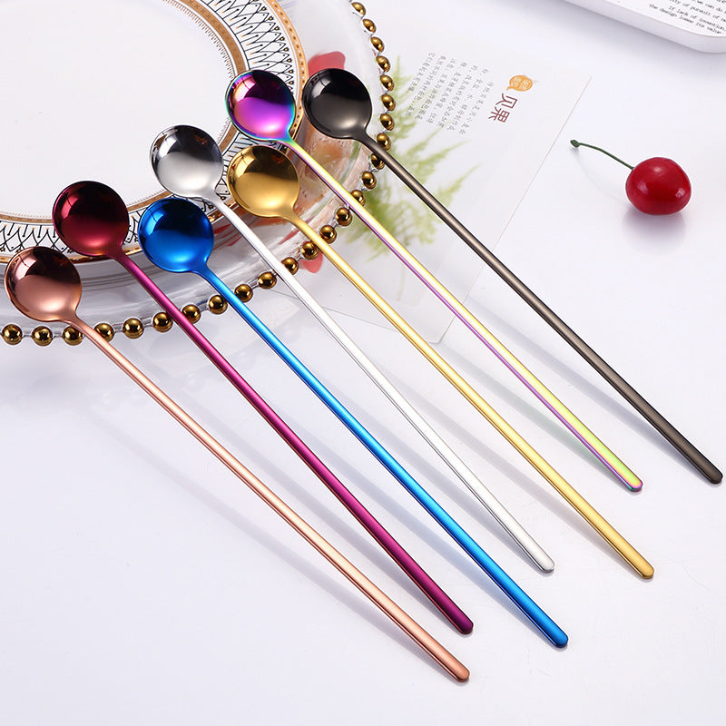 Creative Stainless Steel Long Handle Small Round Spoon