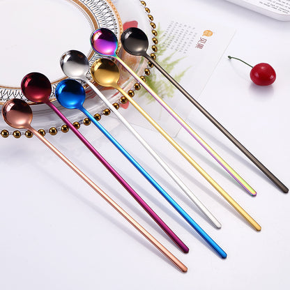 Creative Stainless Steel Long Handle Small Round Spoon