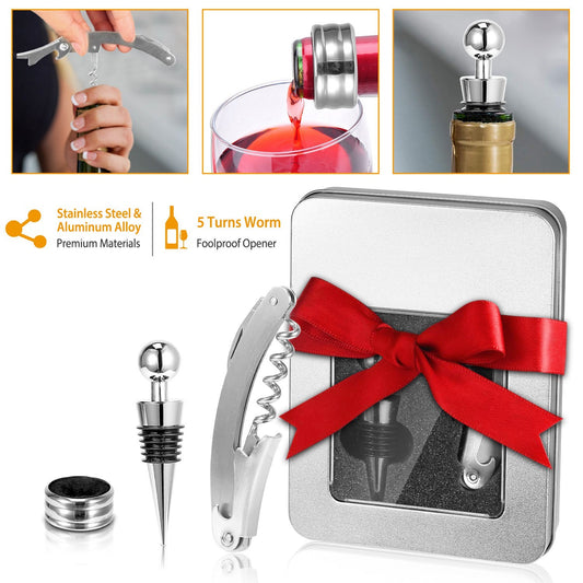 3-Piece Wine Corkscrew Set - Complete Bottle Opener Kit