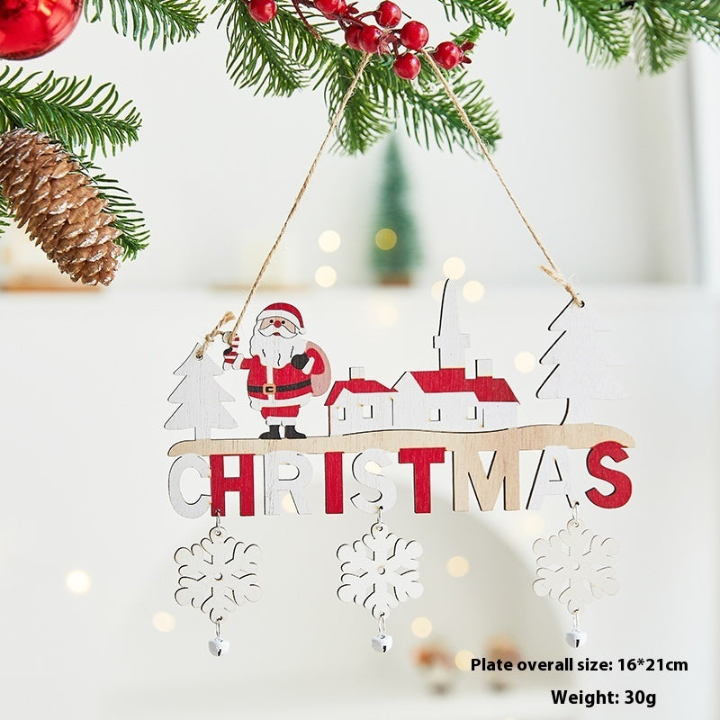 Wooden Christmas Tree Ornaments - English Letter Cards Holiday Decor