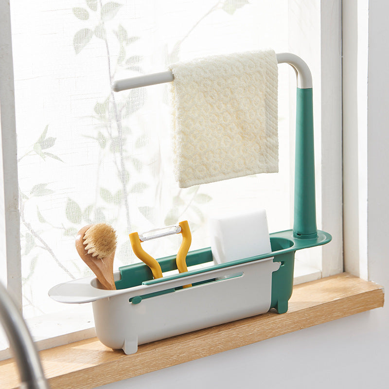 New Kitchen Telescopic Drain Sink Rack & Basket