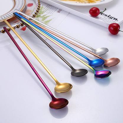 Creative Stainless Steel Long Handle Small Round Spoon