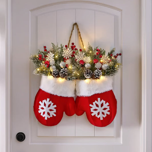 Christmas Garland Glove Wreath - Festive Door Decoration | MTHWorld Living