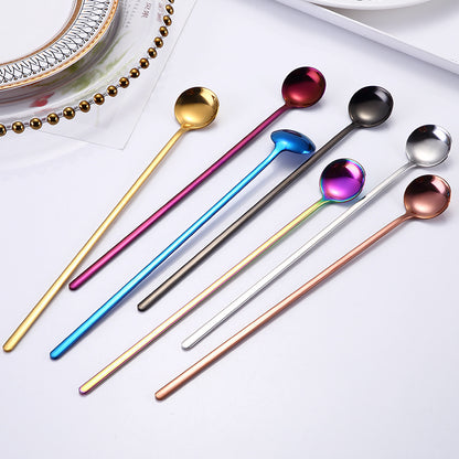 Creative Stainless Steel Long Handle Small Round Spoon