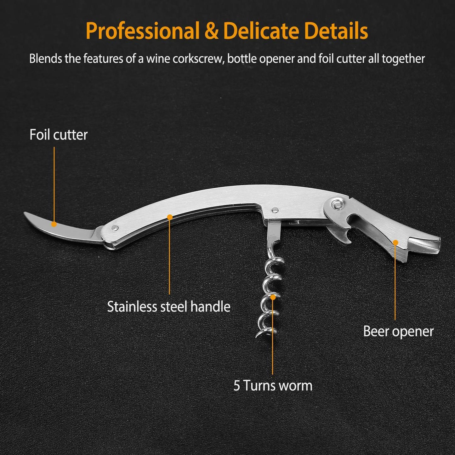 3-Piece Wine Corkscrew Set - Complete Bottle Opener Kit