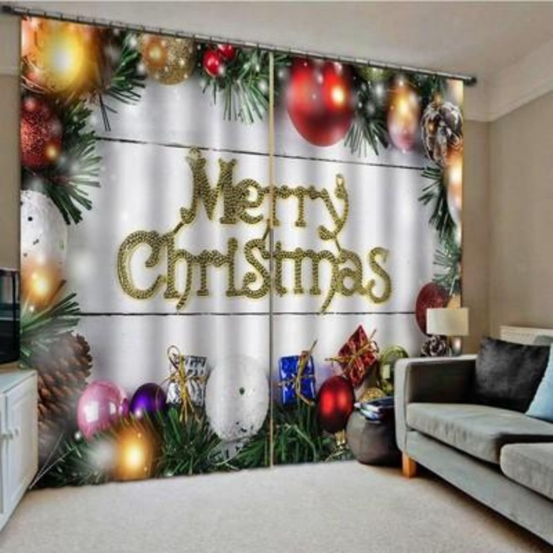 Christmas Pattern Home Decoration Living Room Bedroom Window Curtains