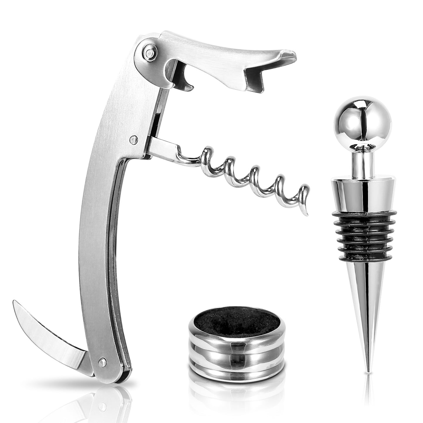 3-Piece Wine Corkscrew Set - Complete Bottle Opener Kit